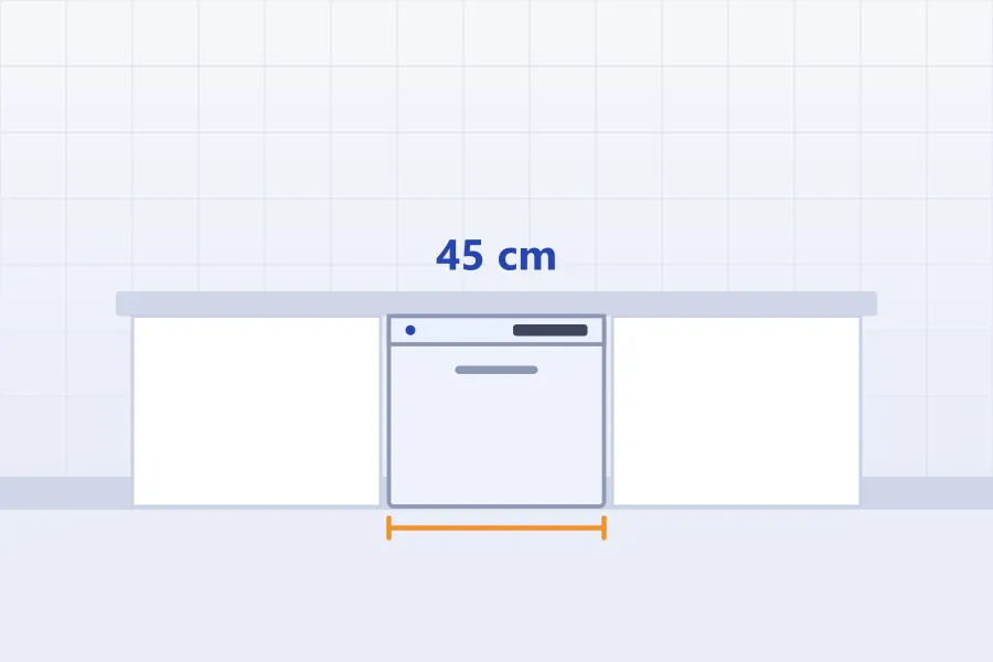 Lavavajillas de 45 cm en el hueco del mueble de cocina